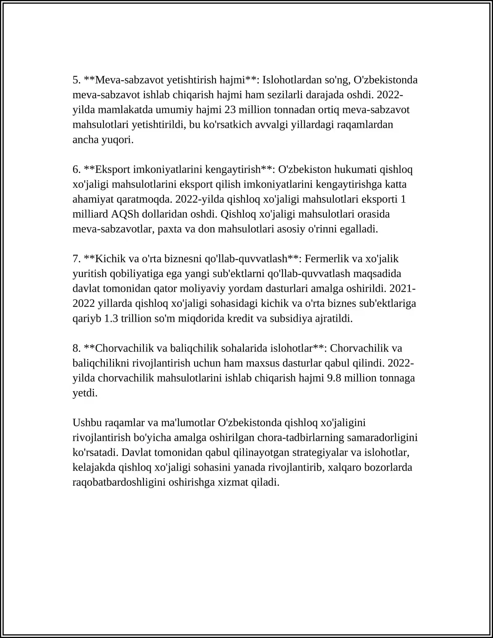 MUSTAQILLIK YILLARIDA QISHLOQ XOʻJALIGI VA SANOAT SOHASIDAGI OʻZGARISHLAR 4