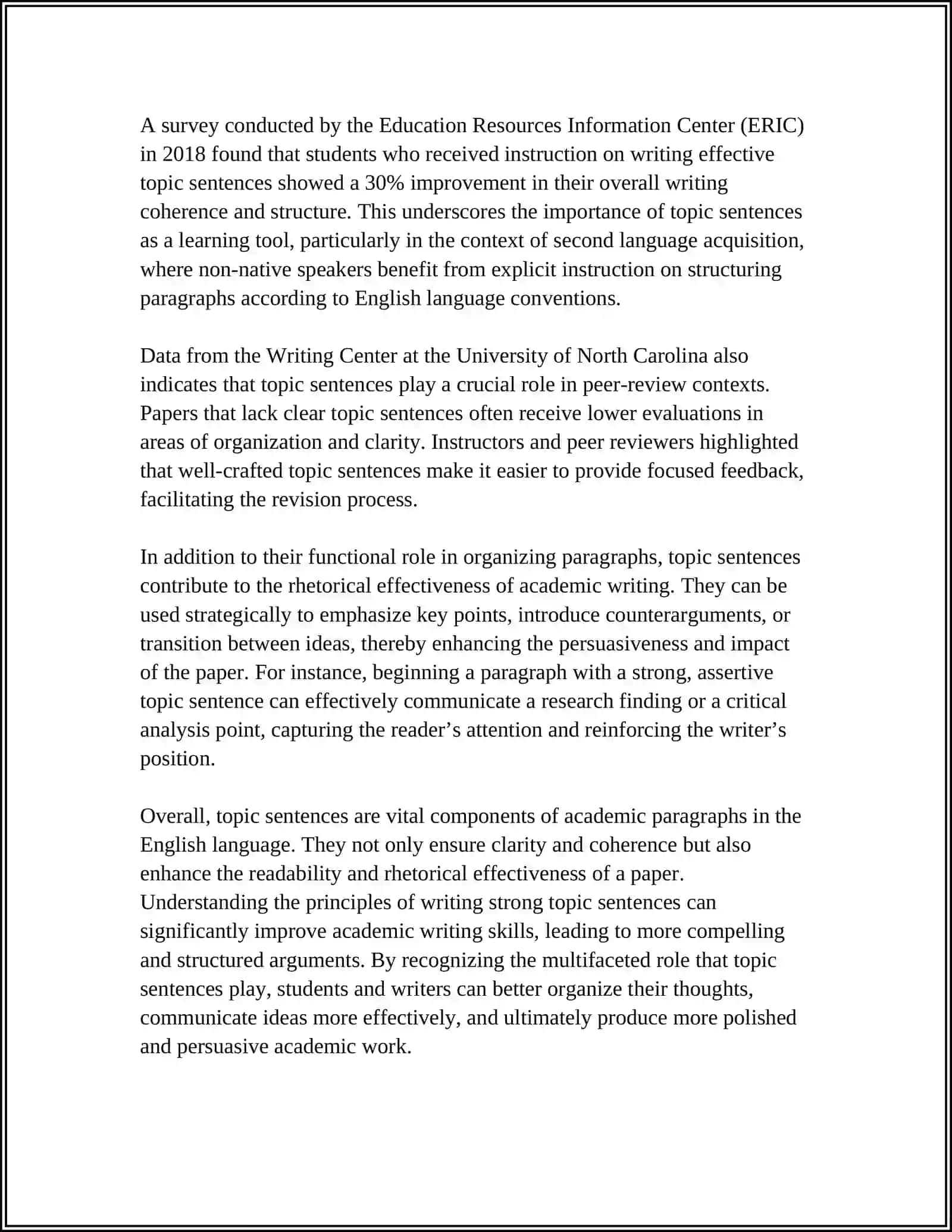 The Role of Topic Sentences in Academic Paragraphs 4