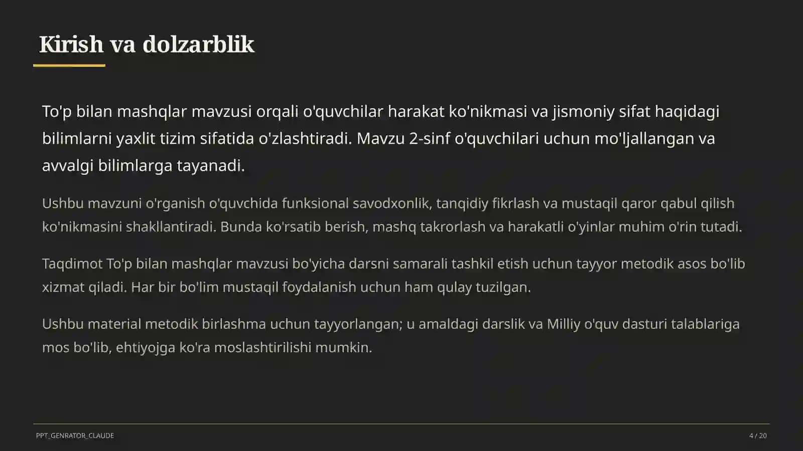 To'p bilan mashqlar (2-sinf) 3