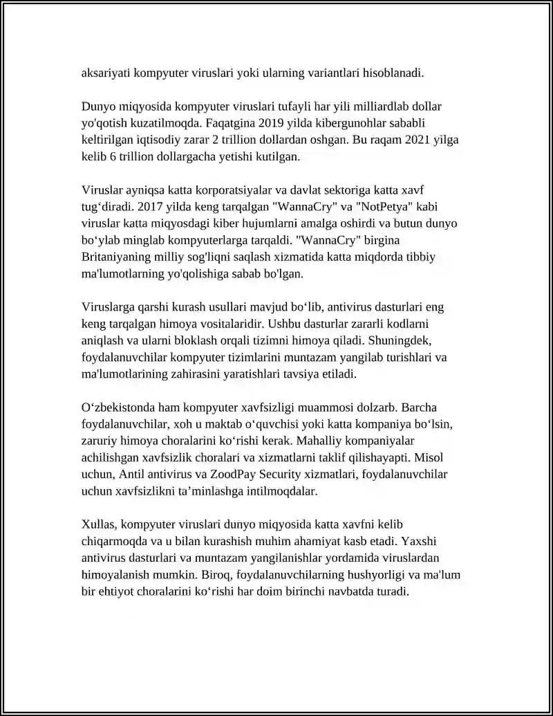 Mavzu: ZARARKUNANDA DASTURLARNING TURLARI 4