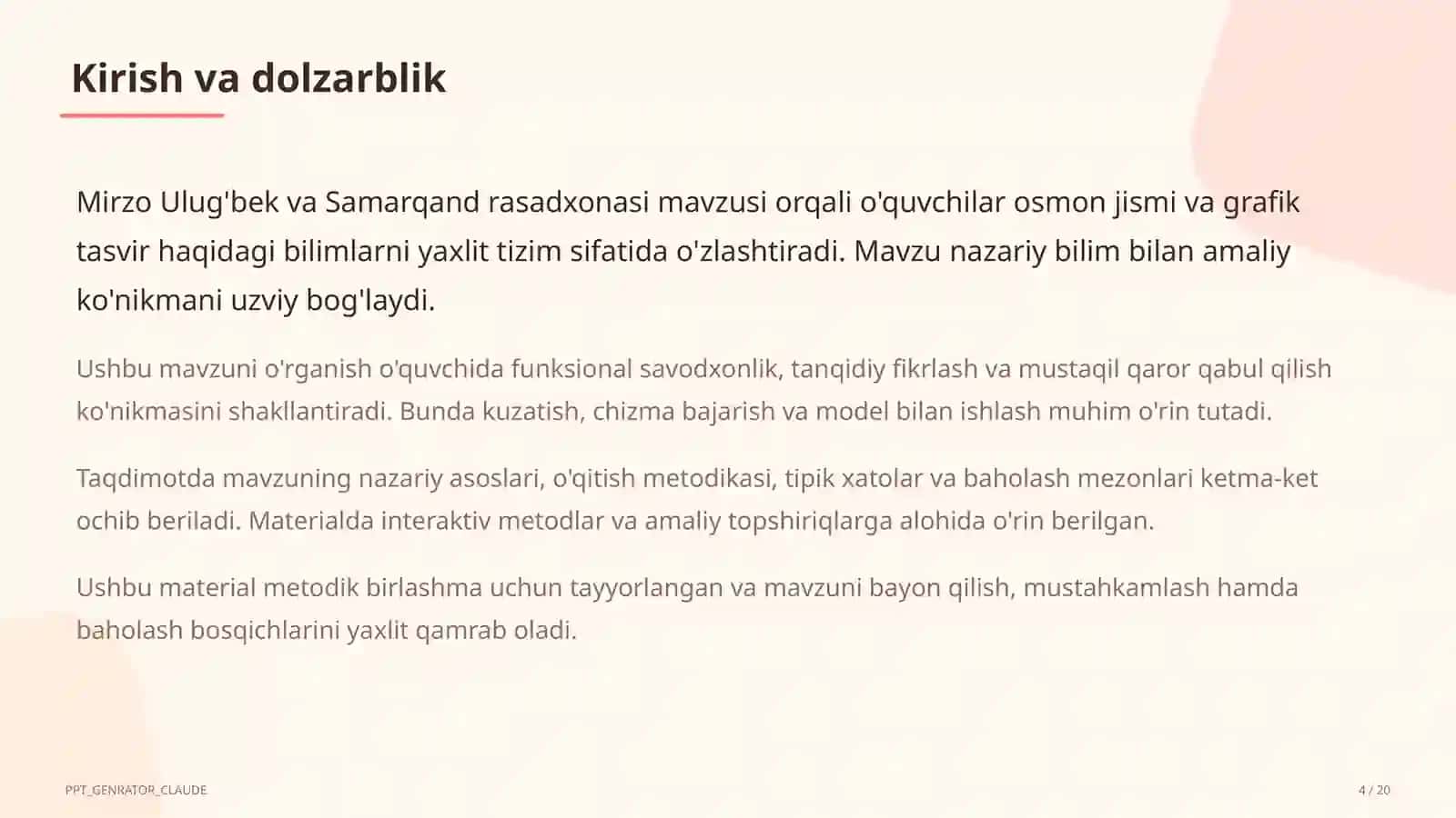 Mirzo Ulug'bek va Samarqand rasadxonasi (10-sinf) 4