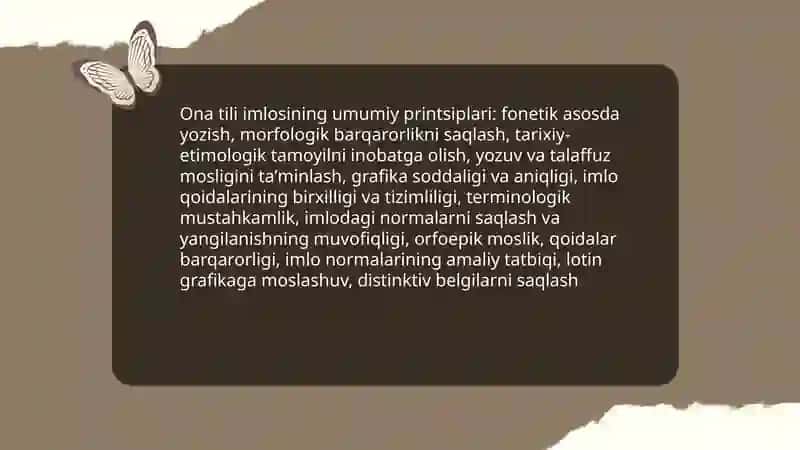 Grafika.Ona tili imlosining tamoyillari.Ona tili imlo qoidalari 4