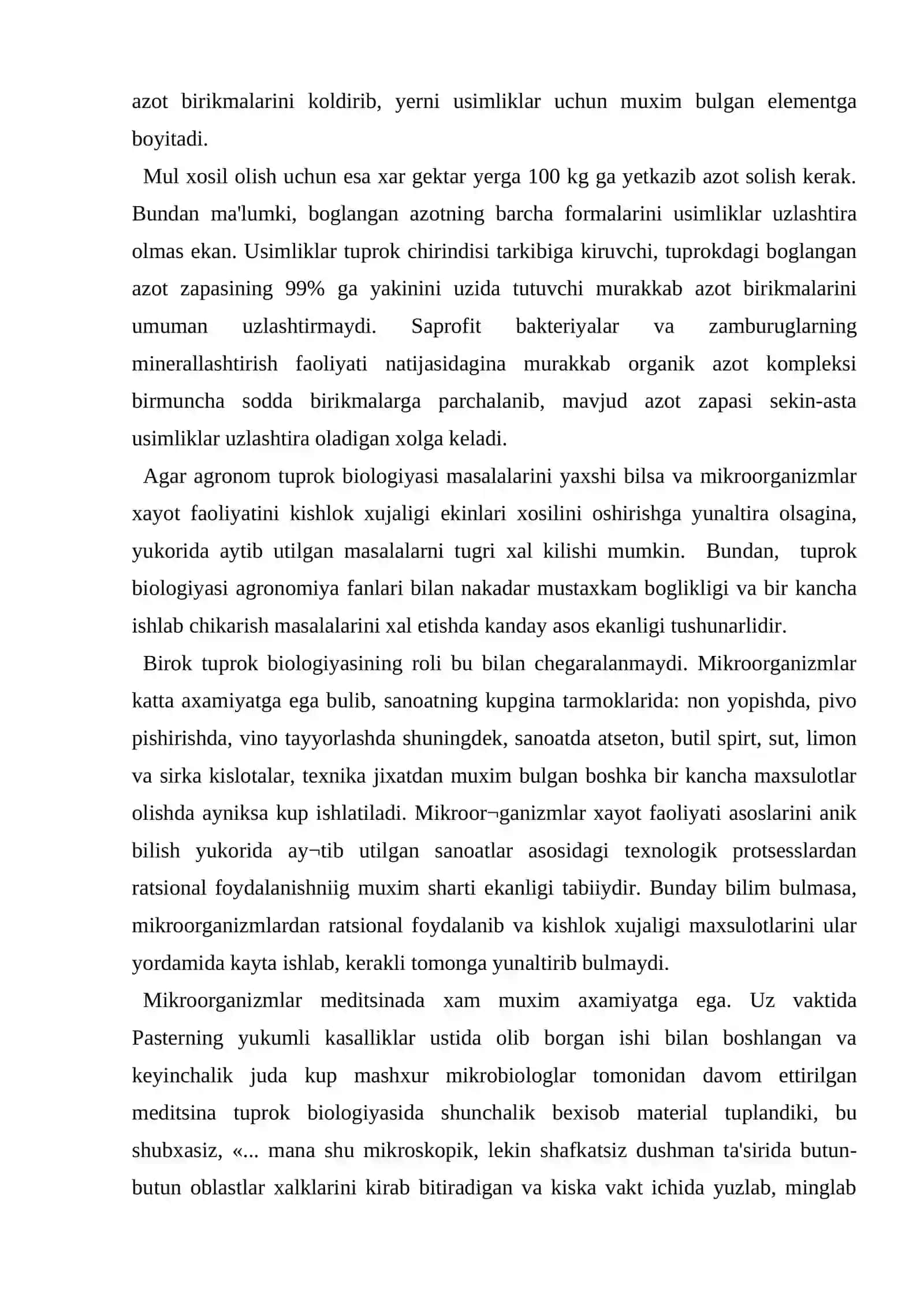Tuprok biologiyasi fanining axamiyatini tushuntiring 4