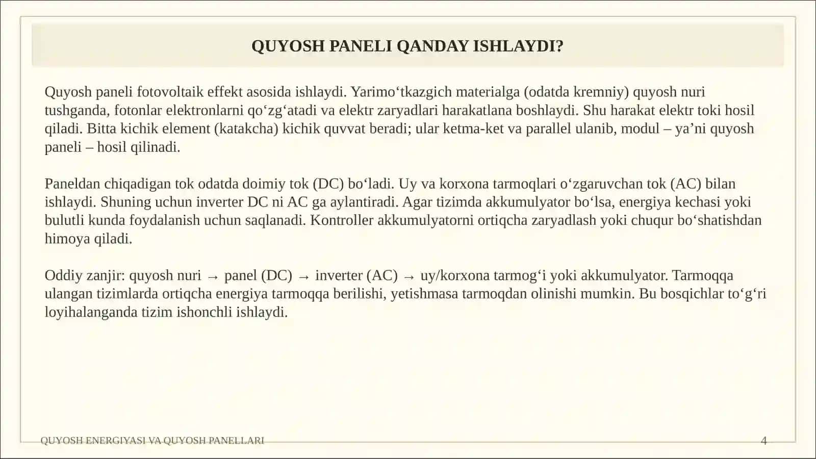 QUYOSH ENERGIYASI VA QUYOSH PANELLARI 4
