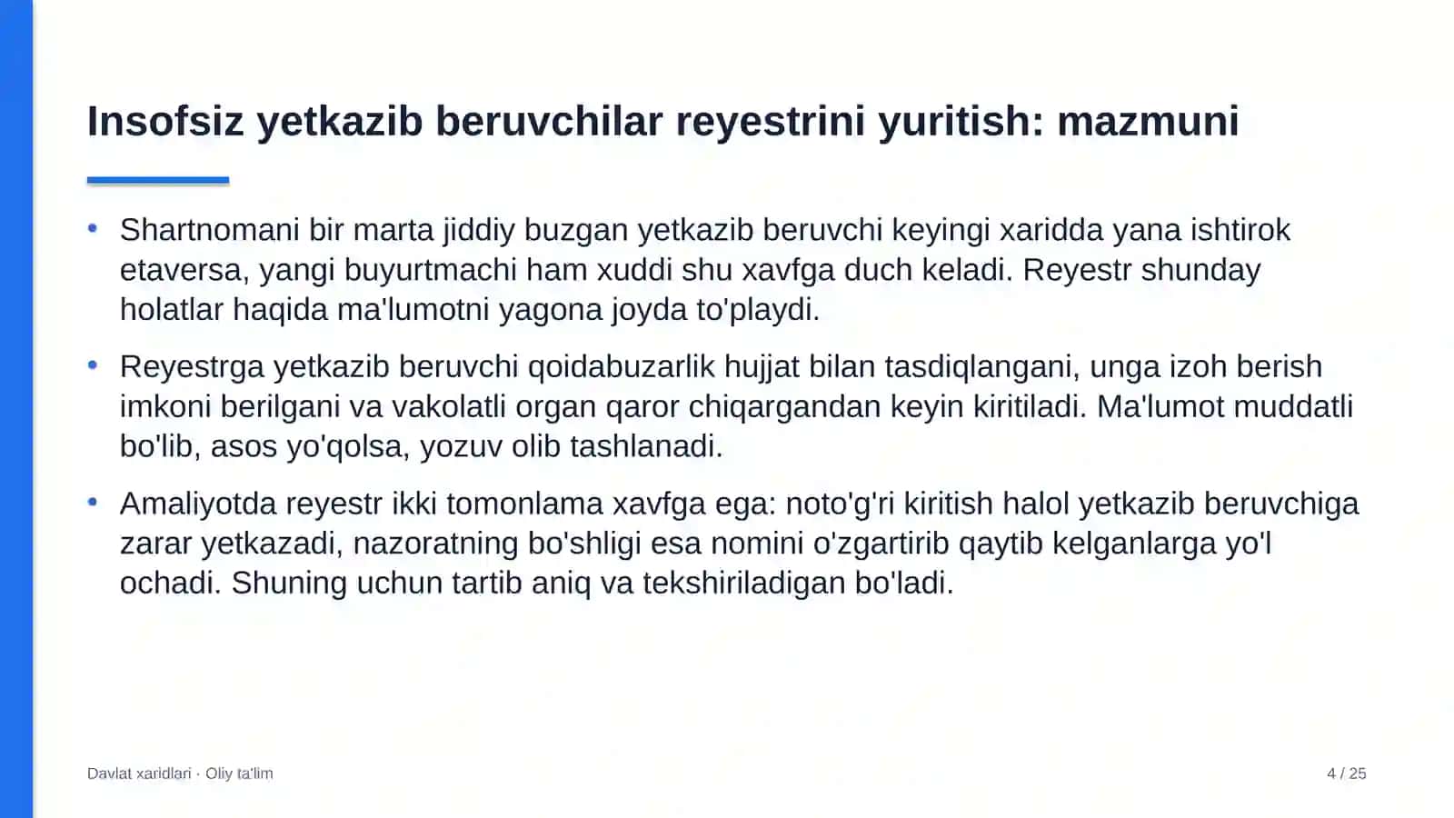 paxta tozalash zavodlarida insofsiz yetkazib beruvchilar reyestrini yuritish 9051 4