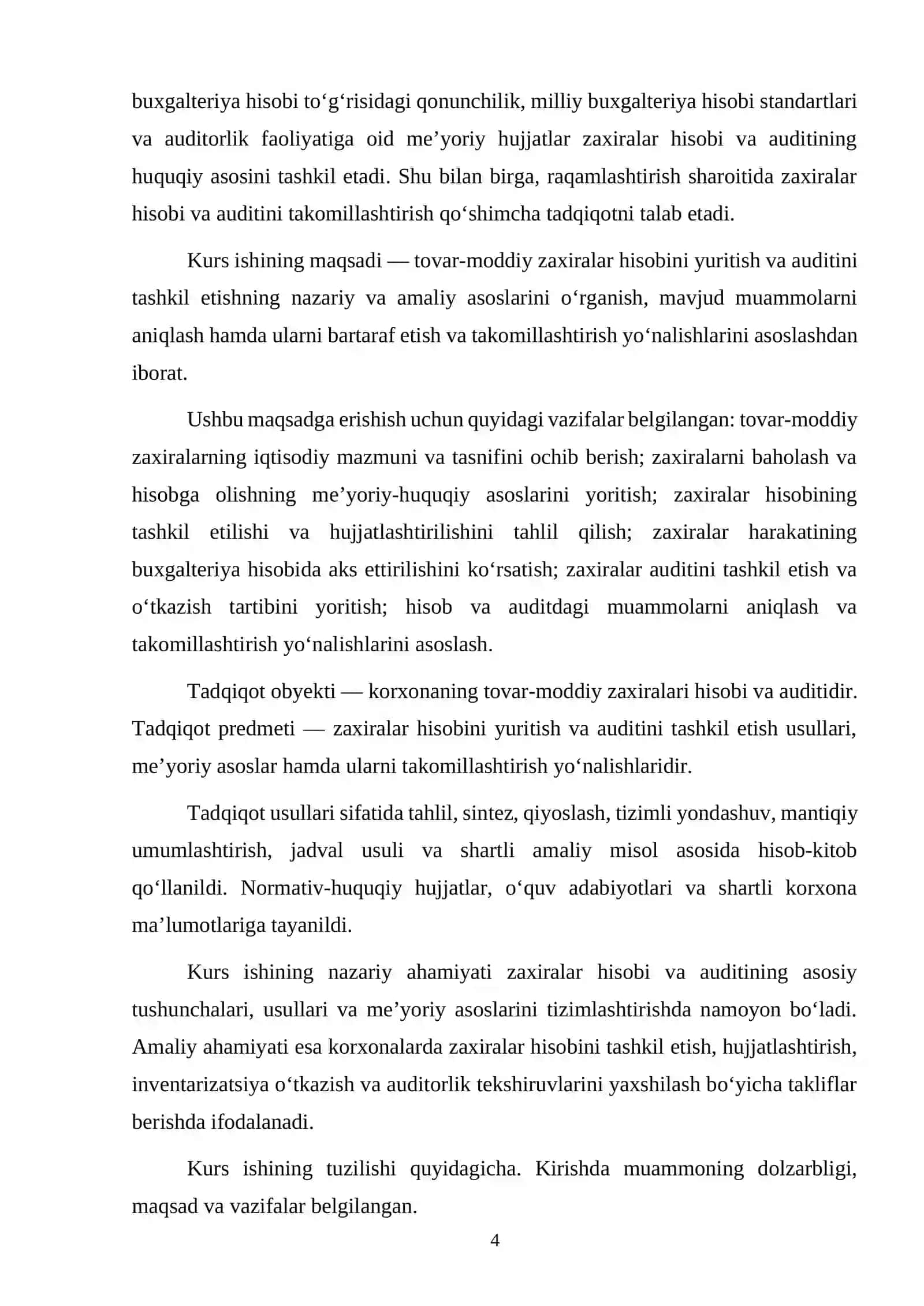 TOVAR-MODDIY ZAXIRALAR HISOBINI YURITISH VA AUDITINI TAKOMILLASHTIRISH 4