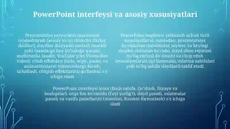 Power Point dasturi misolida 4