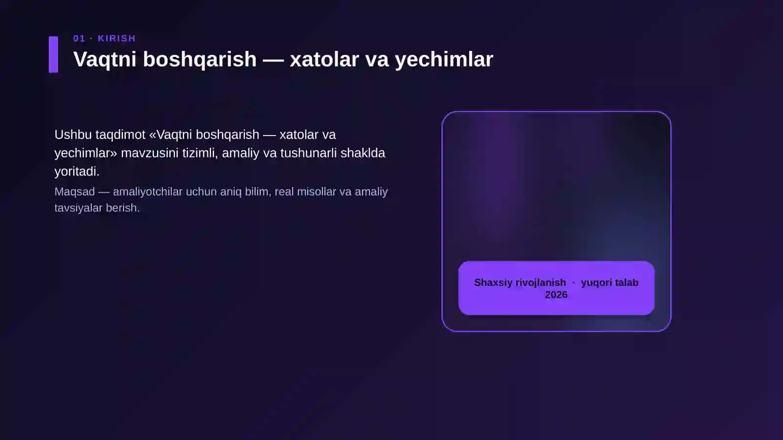 Vaqtni boshqarish — xatolar va yechimlar 4