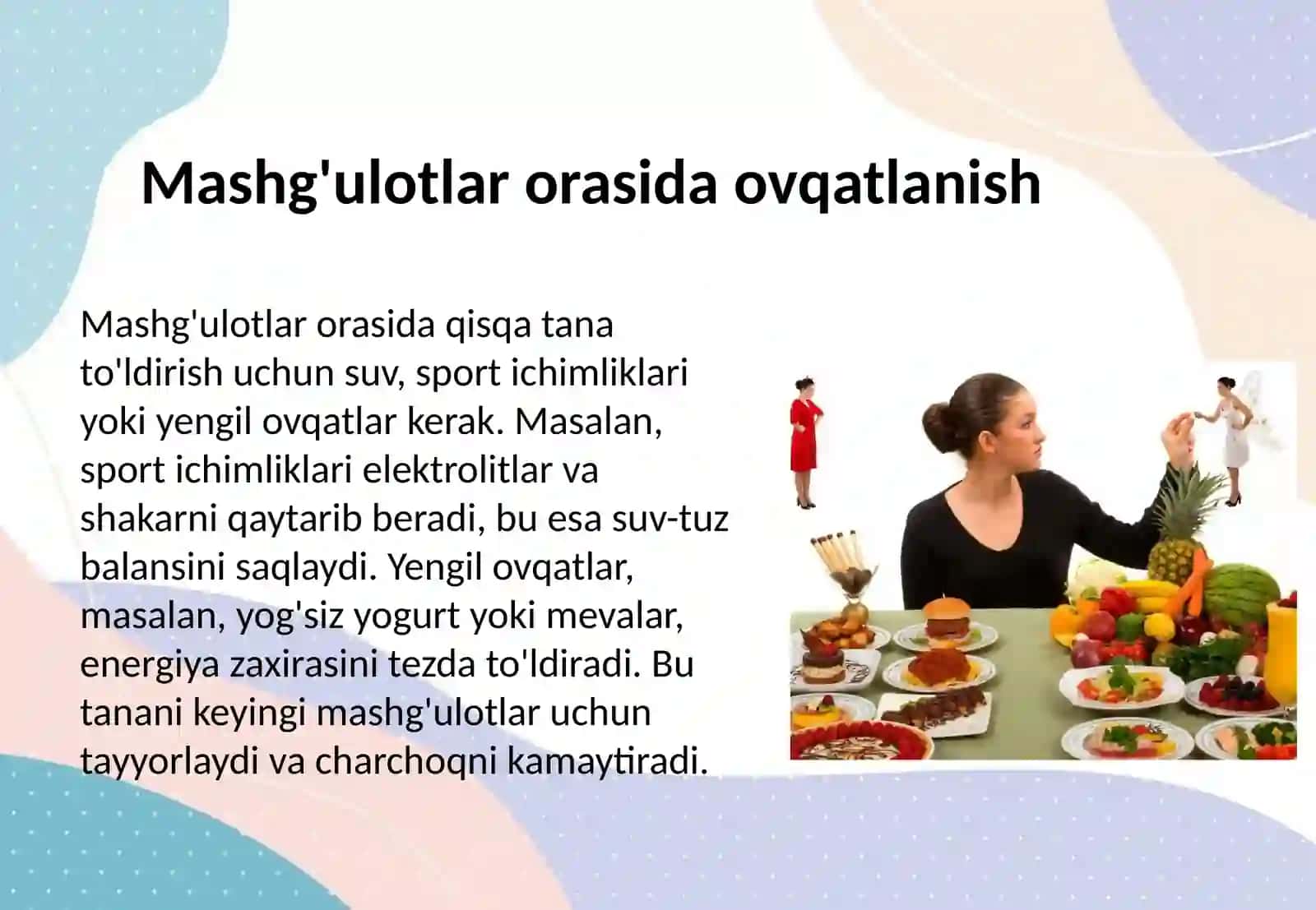 Jismoniy tarbiya va sport mashg'ulotlari davrida ovqatlanish gigiyenasi 4