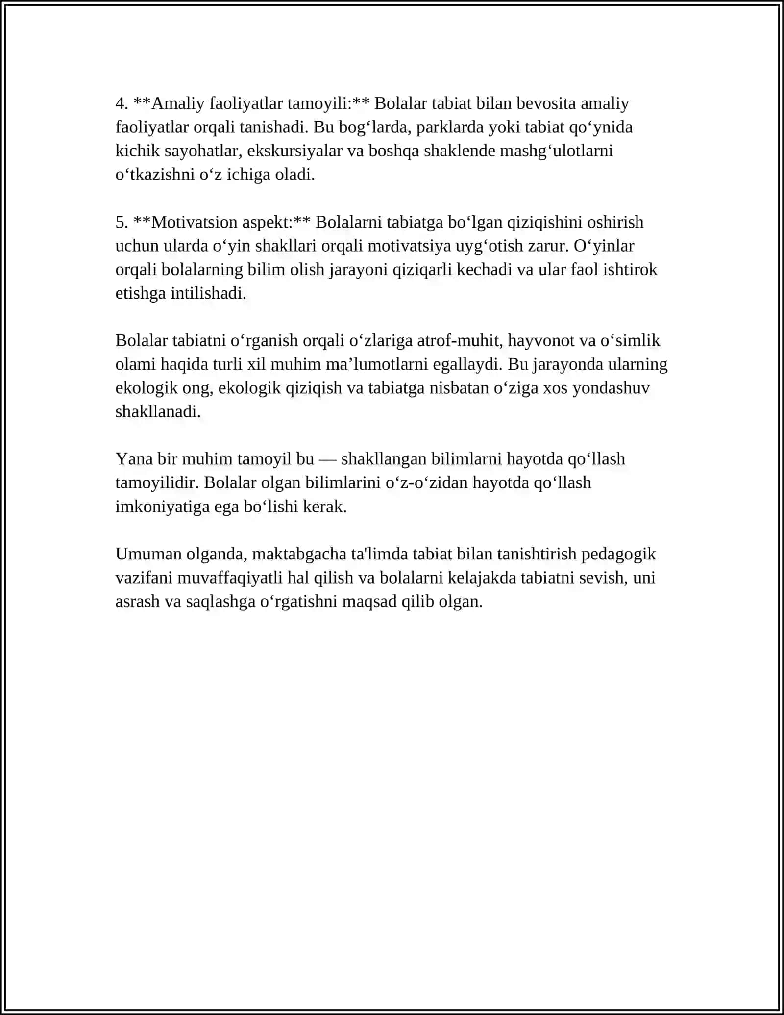 MAKTABGACHA TA'LIMDA TABIAT BILAN TANISHTIRISHNING NAZARIY ASOSLARI 4