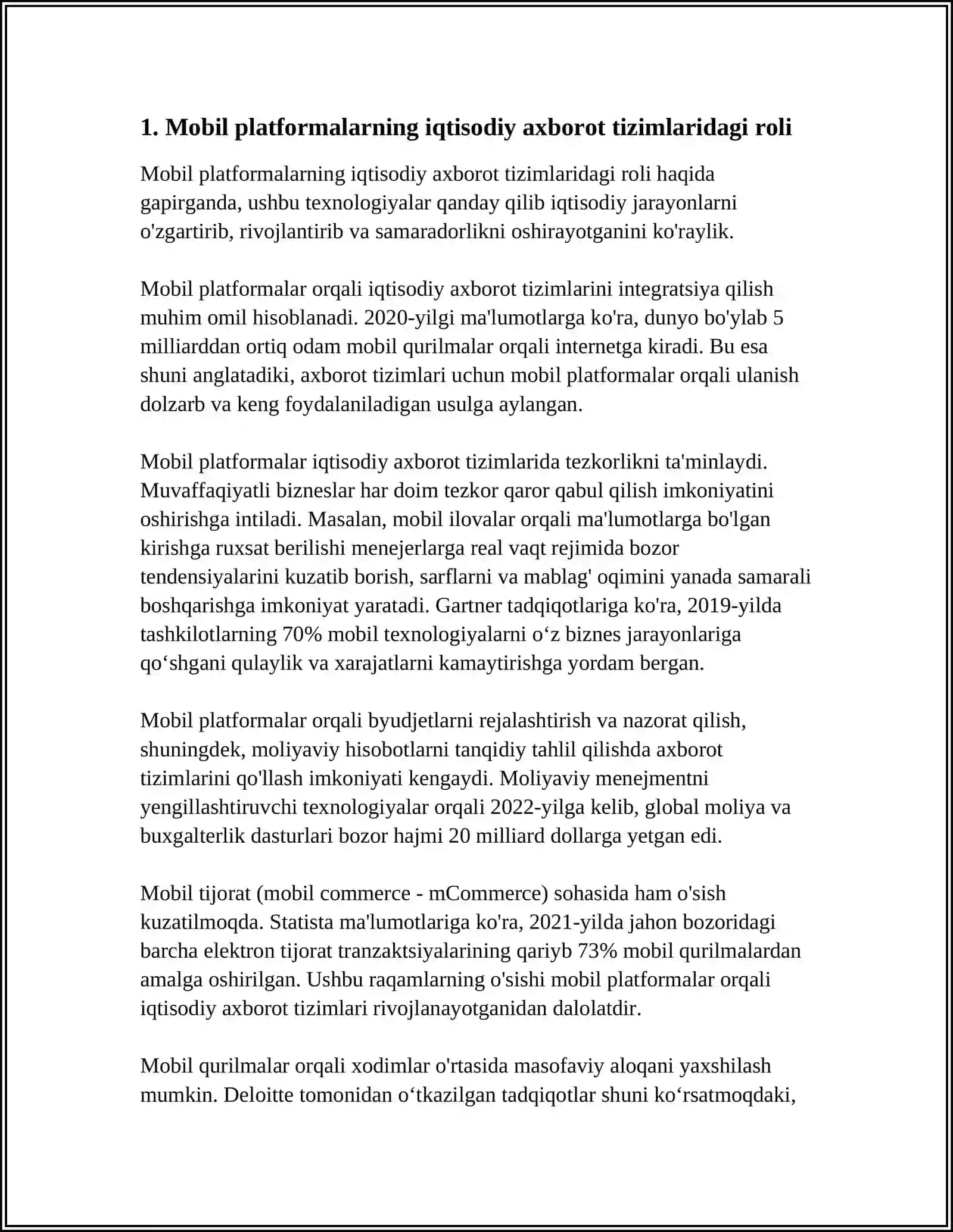 IQTISODY АХBОRОT TIZIMLАRIDА MОBIL PLАTFОRMLАR TЕХNОLОGIYASINING O’RNI VА 4