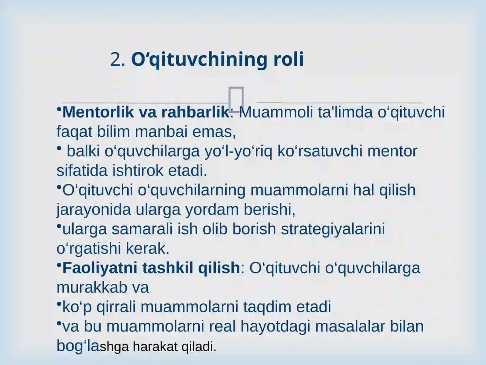Muammolita'limni tashkil etish uchun shart-sharoitlar 4