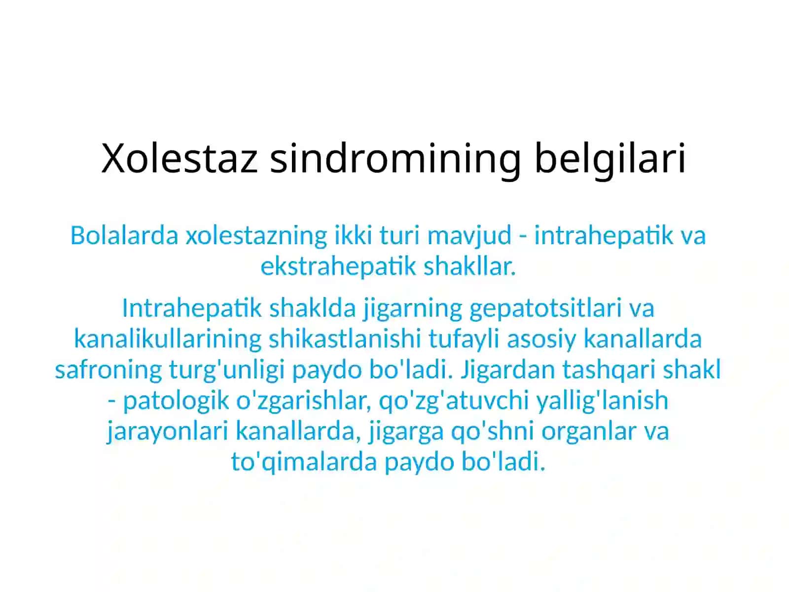 Sitoliz sindromi, mezenxima yallig'lanishining xolestazasi. Sitolitik jigar sindromi: sabablari, belgilari, davolash usullari 4