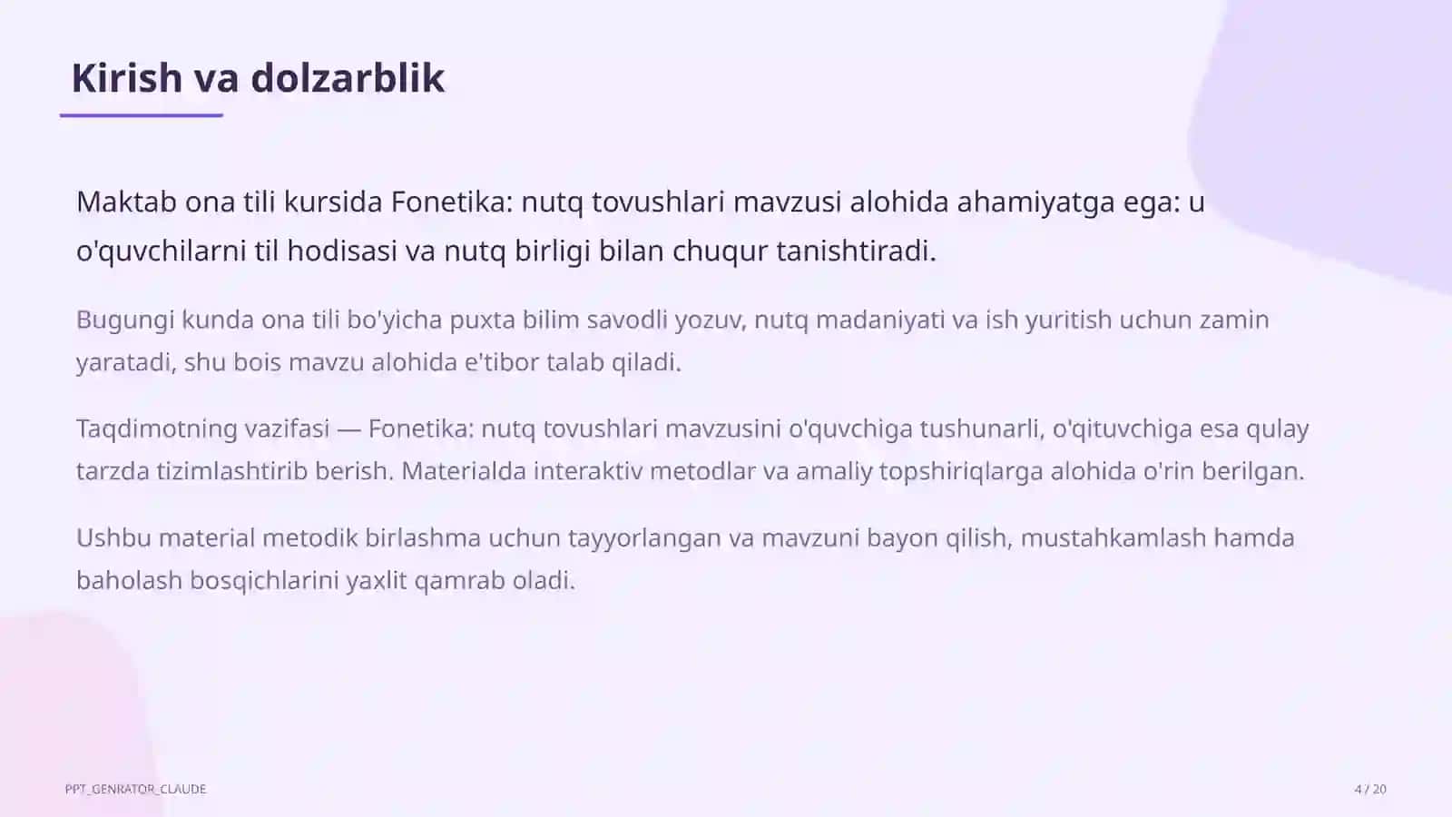 Ona tili (5–11) — metodik birlashma uchun 4