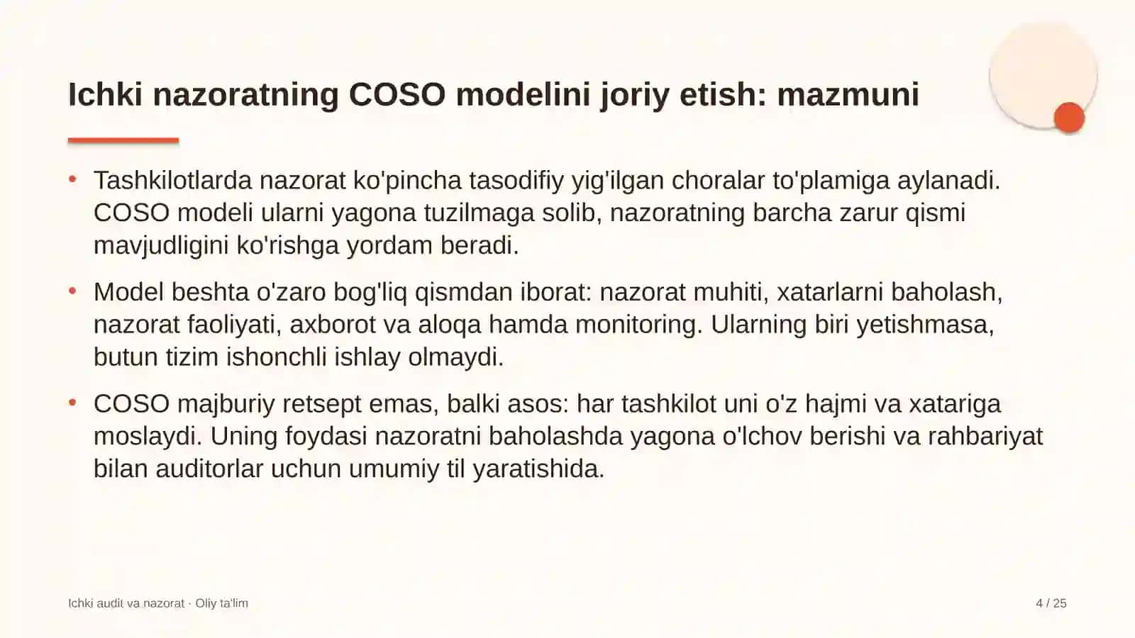 xolding kompaniyalarida ichki nazoratning coso modelini joriy etish 2696 4