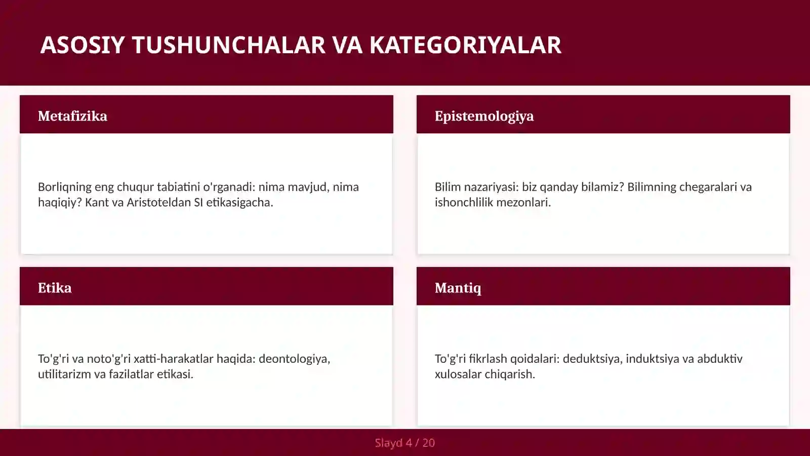 FALSAFANING ASOSIY SAVOLLARI 4