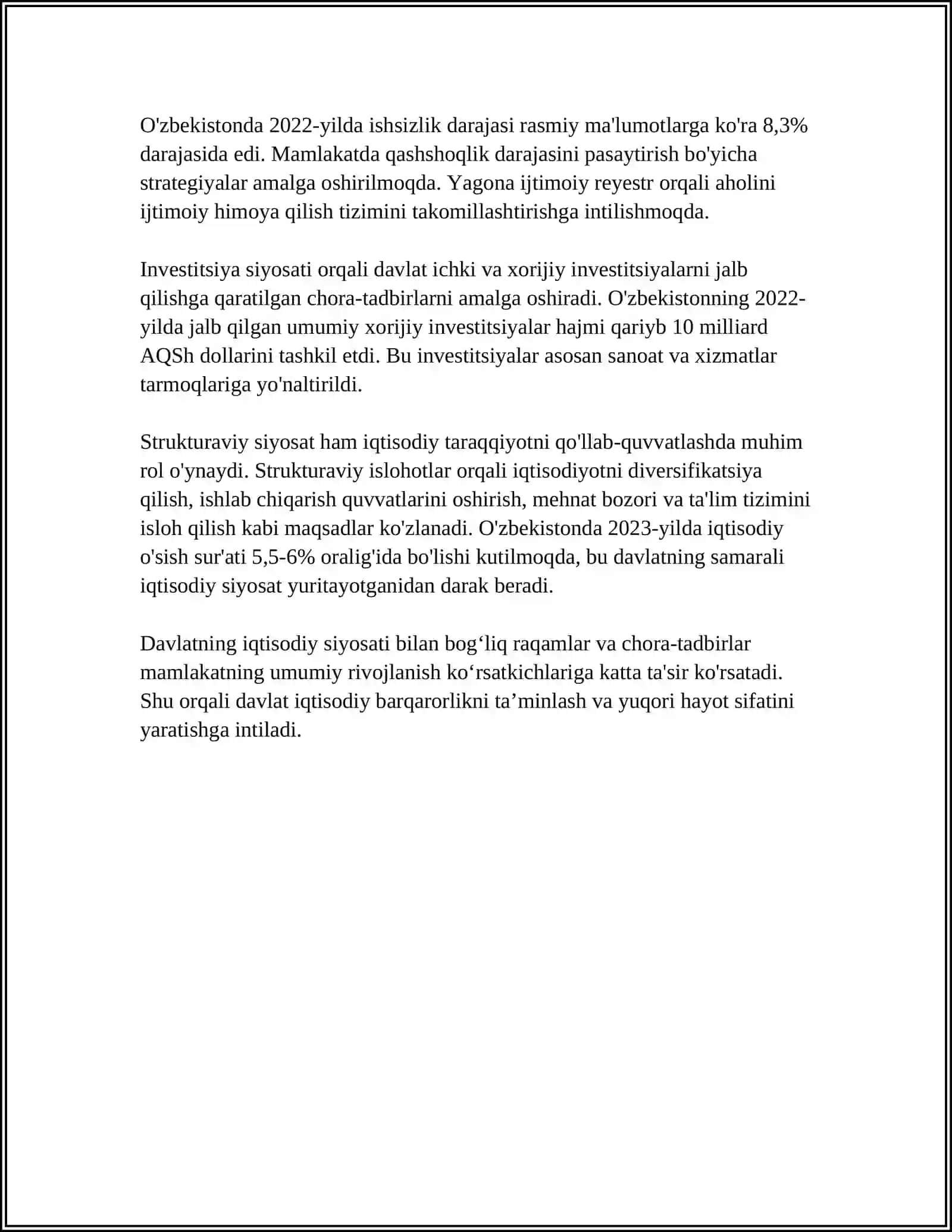 DAVLATNING TARKIBIY-TUZILMAVIY VA INVESTITSION SIYOSATI 4