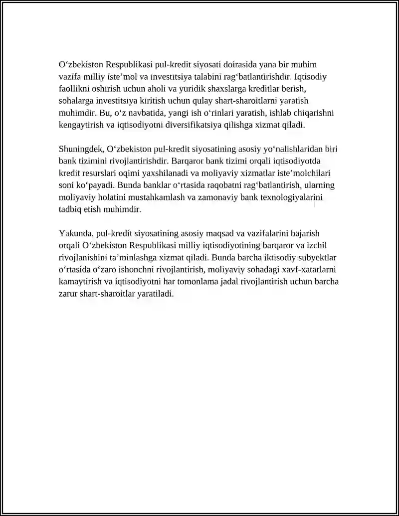 OʻZBEKISTON RESPUBLIKASI PUL KREDIT SIYOSATI 4