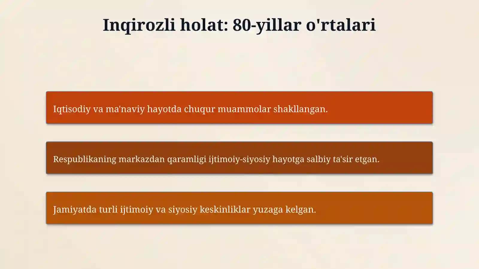 Mustaqillikka erishish arafasida O’zbekistondagi ijtimoiy siyosiy jarayonlar 4
