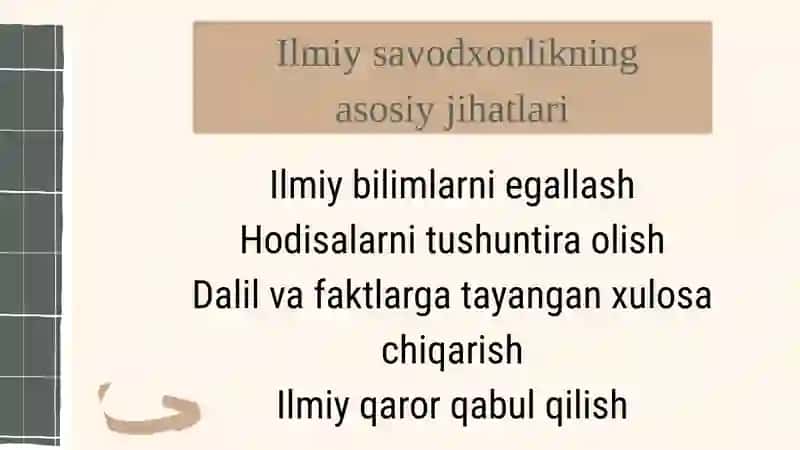 XALQARO BAHOLASH DASTURLARI ASOSIDA TABIIY FANLARNI OʻQITISH METODIKASI FANIDAN TAYYORLAGAN MUSTAQILTAʼLIMI 4