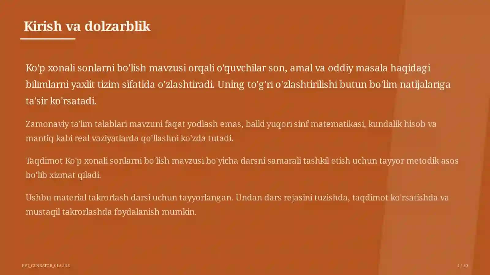 Ko'p xonali sonlarni bo'lish (4-sinf) 4