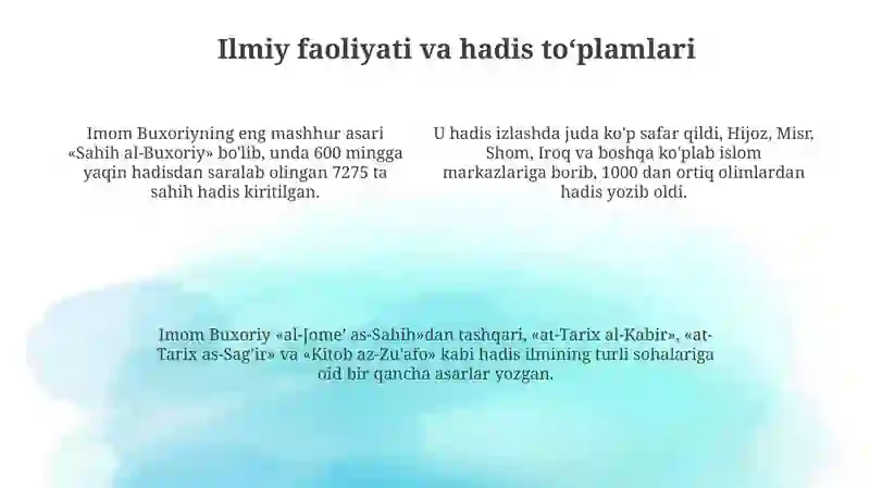 Imom al-Buxoriy hayoti ilmiy faoliyati va pedagogik qarashlari 4