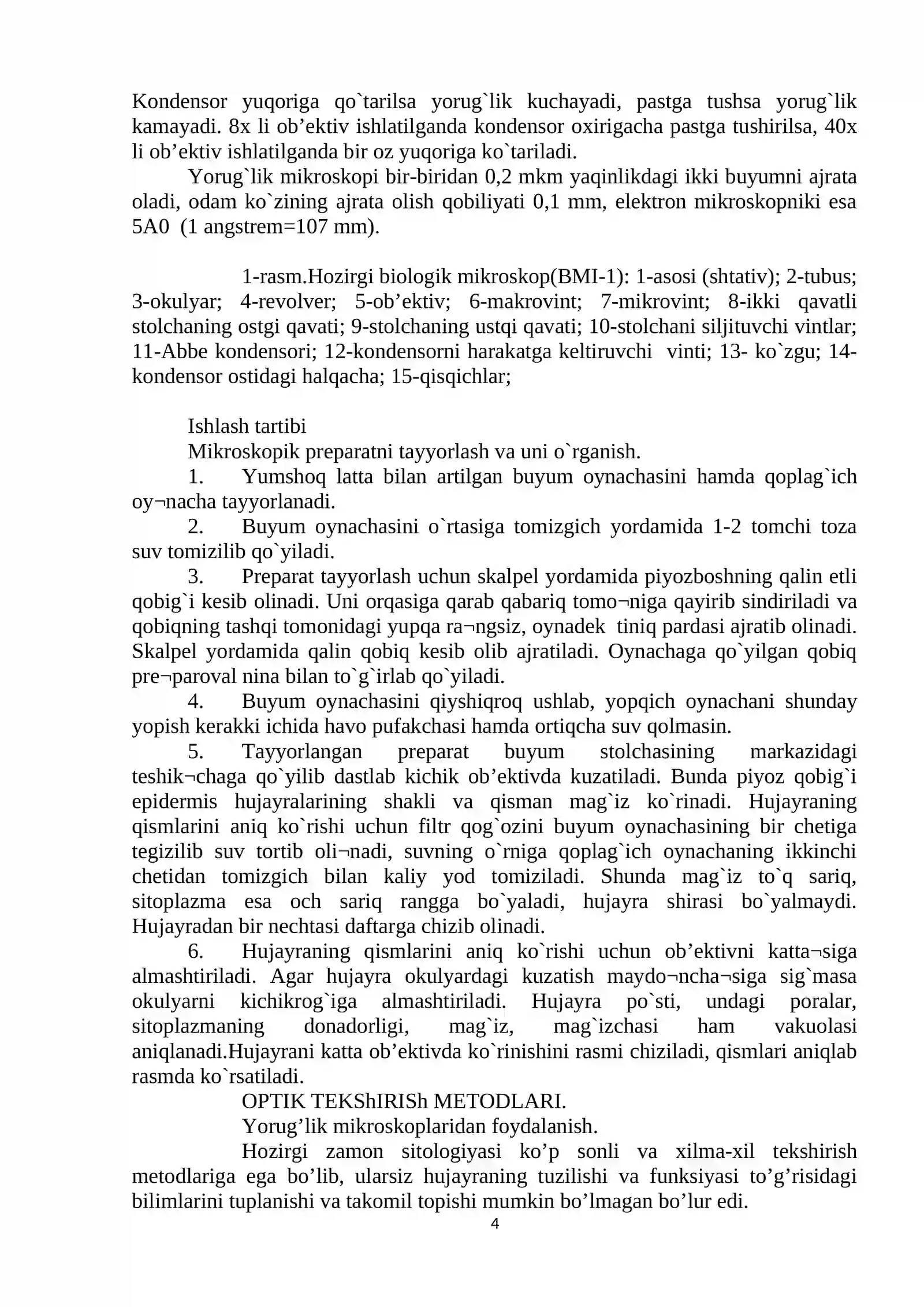 Mikroskop bilan ishlash tartibi va xavfsizlir tеxnikasi 4