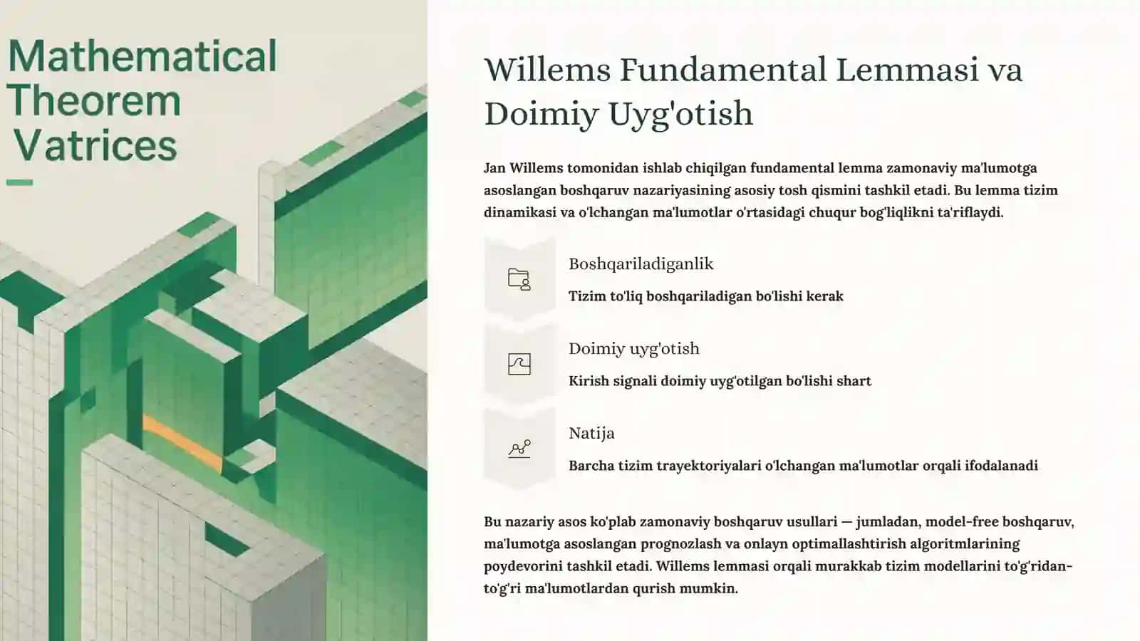 Doimiy Uyg'otish Shartlari: Avtomatik Boshqarish Nazariyasida Asosiy Tamoyil 4