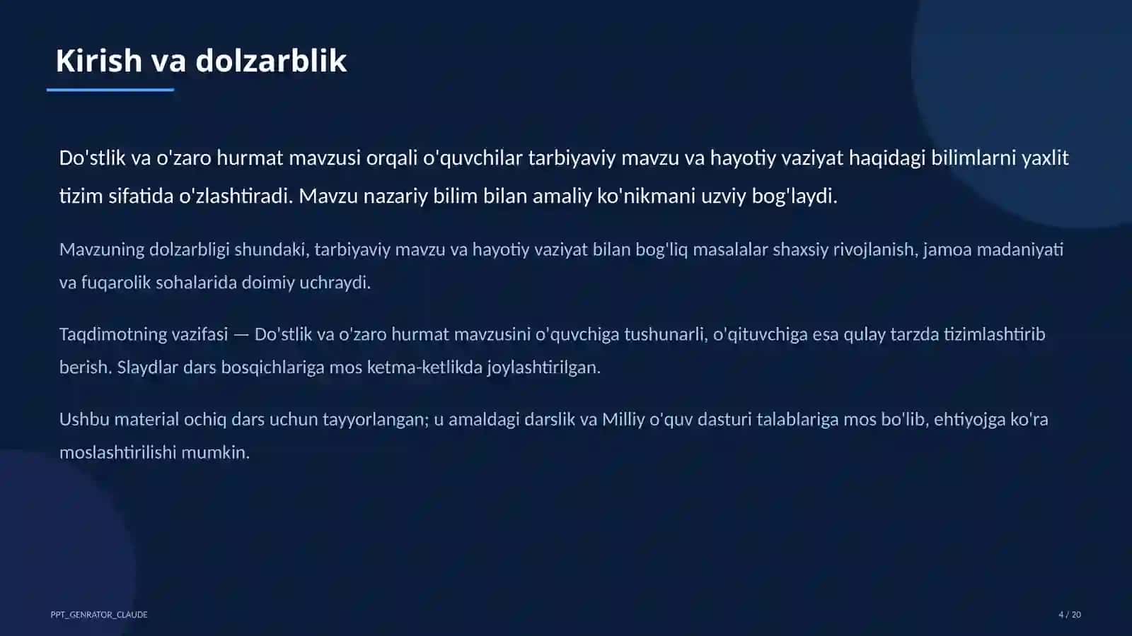 Sinf soati va tarbiyaviy tadbirlar 4