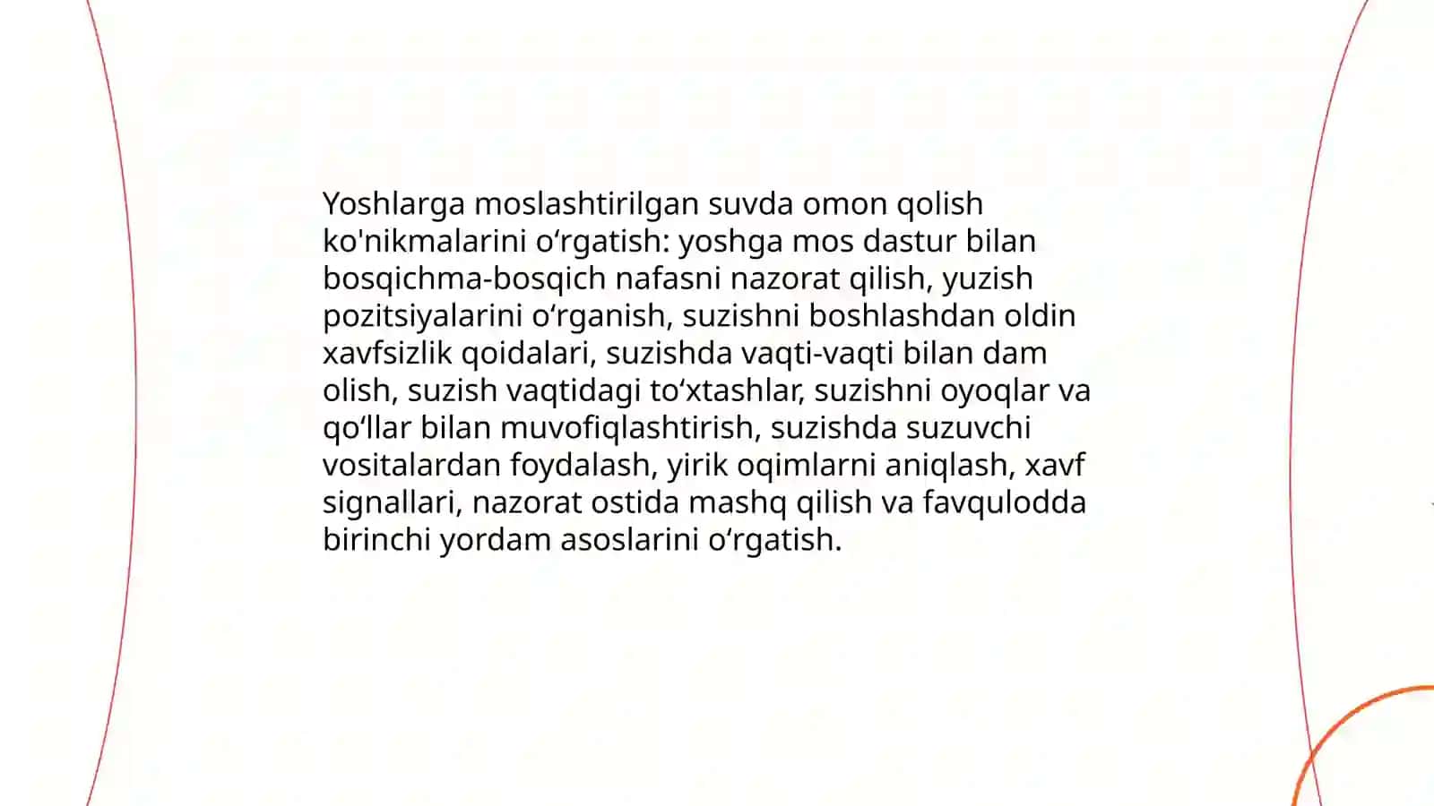 Bolalarni suv sportiga tayyorlashda xavfsizlik qoidalarni oʻrgatishning ahamiyati.Suzish inson salomatligiga ta'siri 4