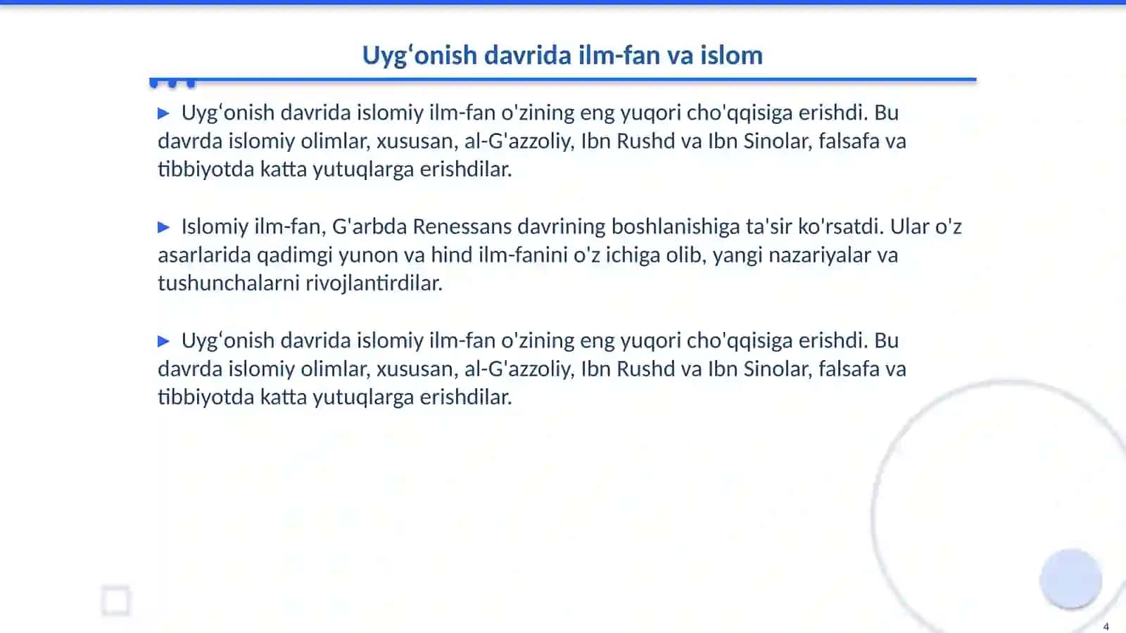 Islom dinining 9-12 asrlardagi tarixi 4