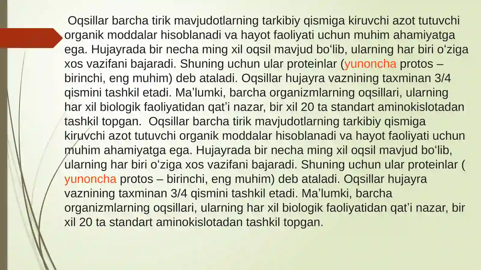 Oqsillardagi o'zgarishlar oziq-ovqat mahsulotlarini tayyorlash texnologiyasi 4