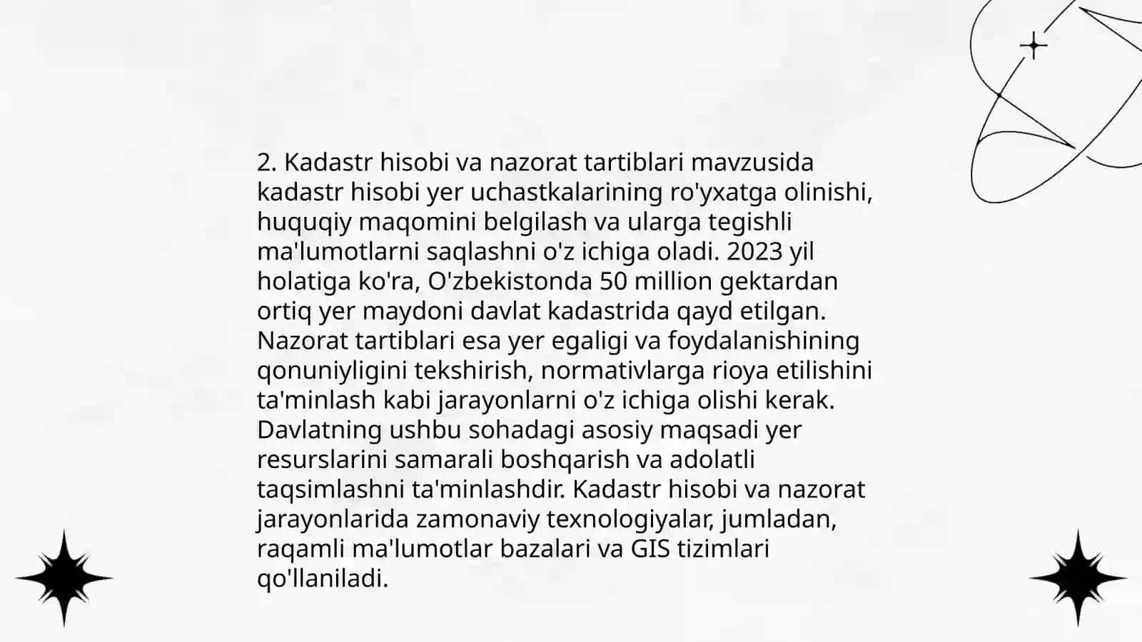 Davlat Kadastrining yagona tartibida oʻtkazishi 4