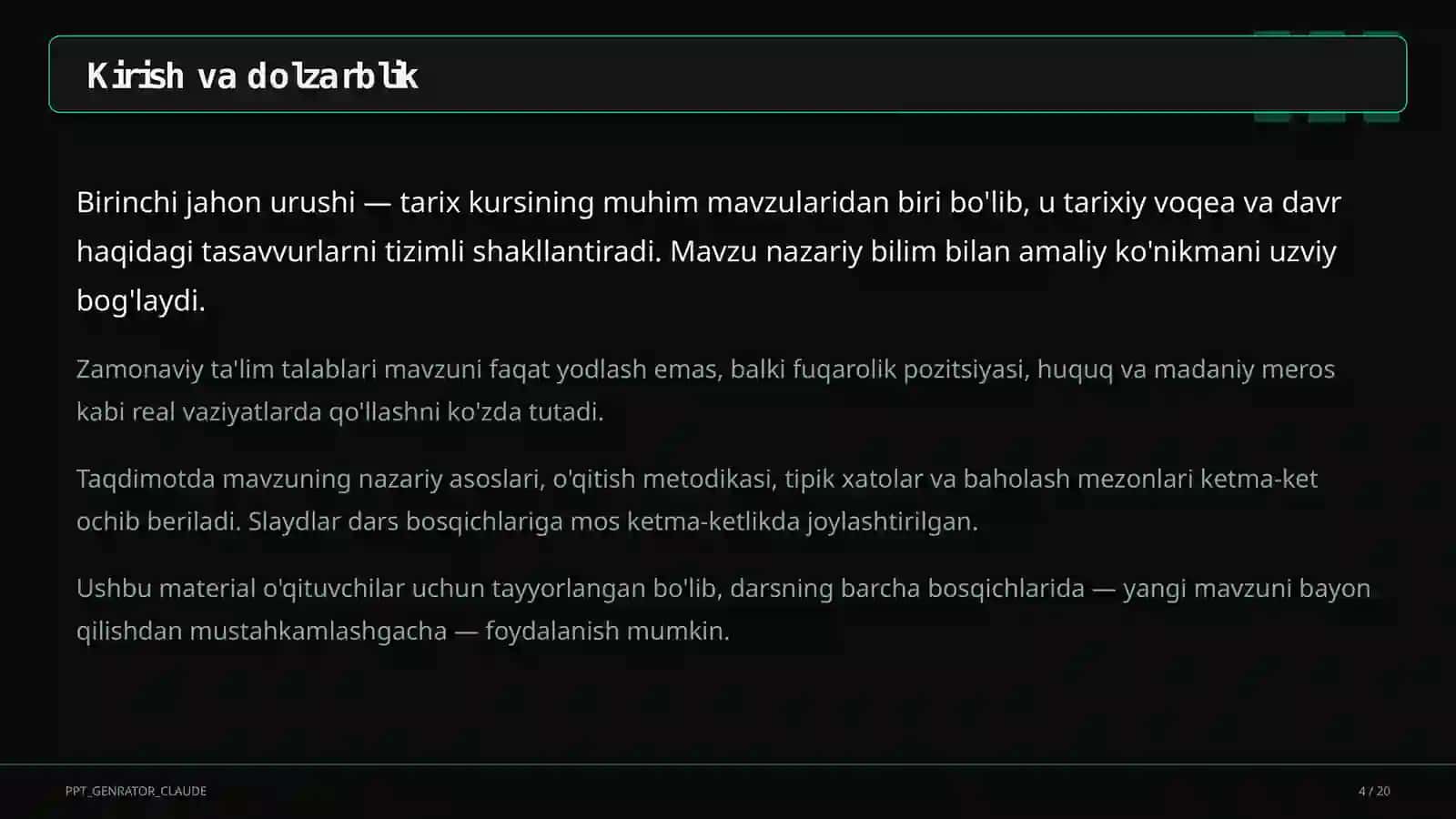 Birinchi jahon urushi (9-sinf) 4