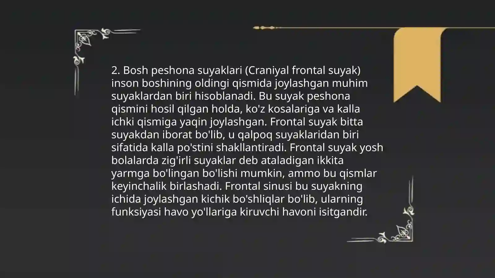 Bosh skeleti. Kallaning miya boʻlimi suyaklari 4