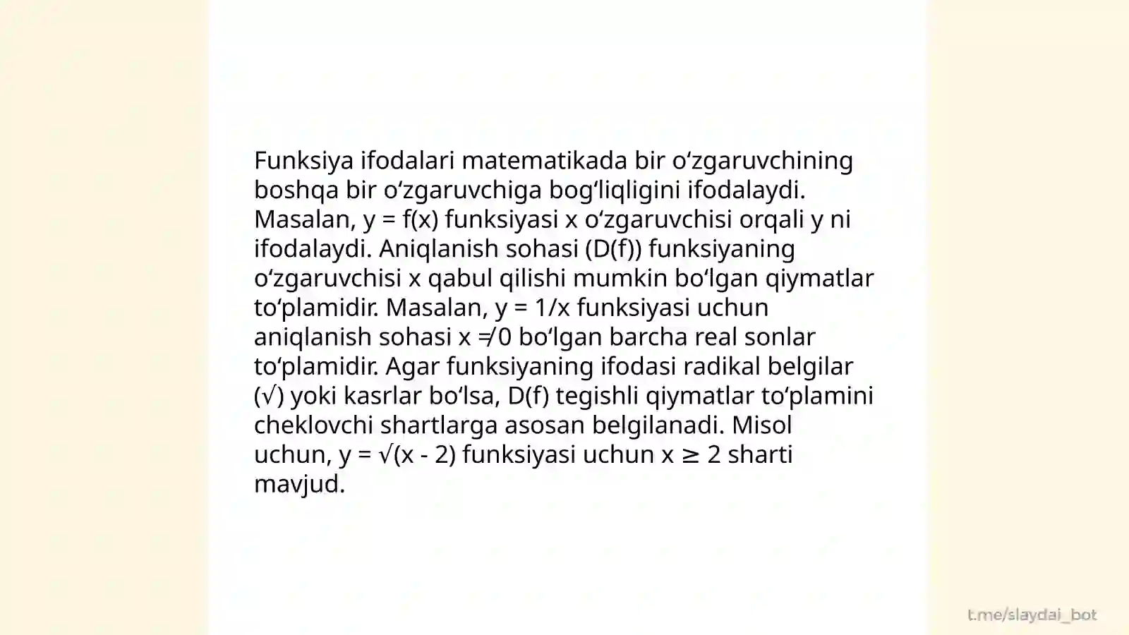 Funksiyaning aniqlanish sohasi 4