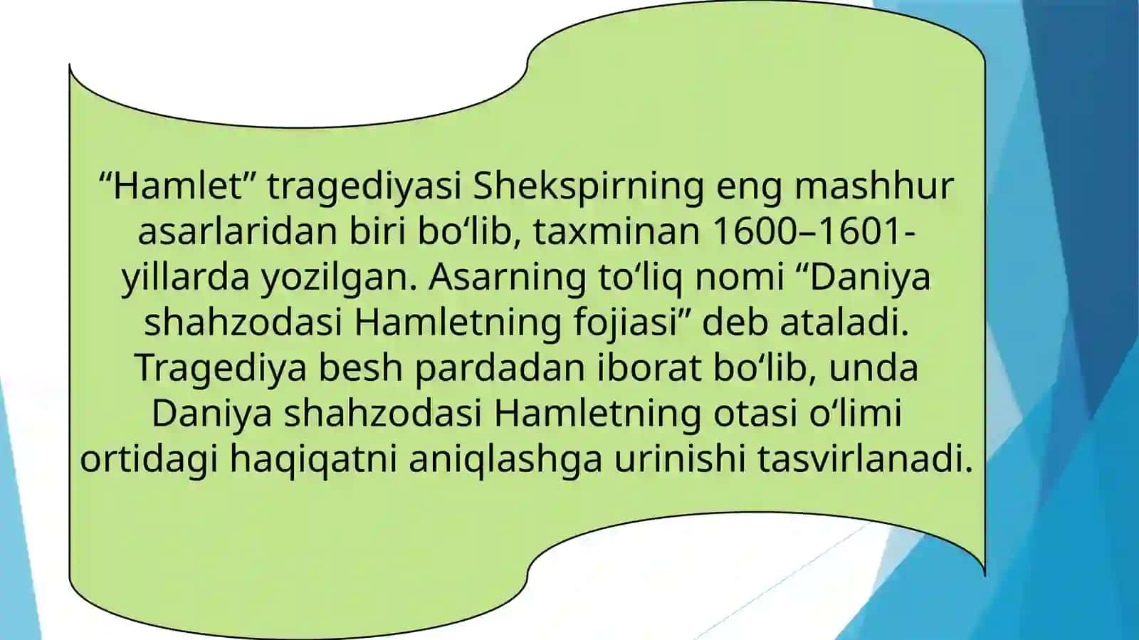 SHEKSPIRNING “HAMLET” ASARI TAHLILI 4
