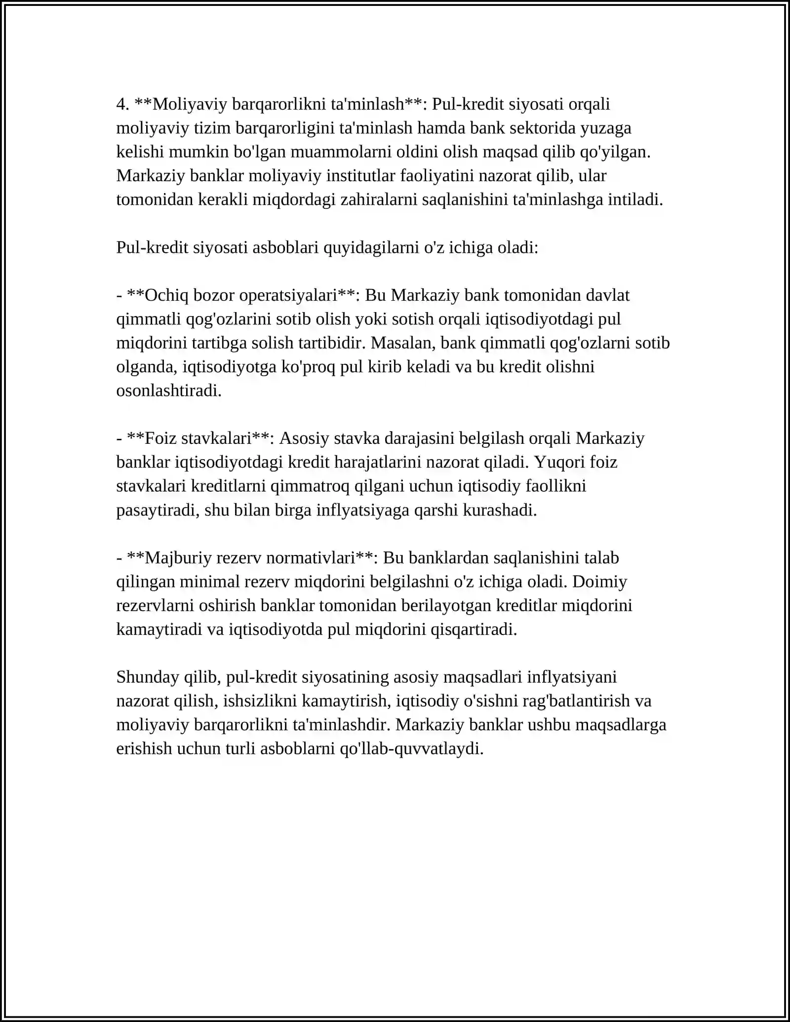 ÓZBEKISTONDA DAVLATNING PUL-KREDIT SIYOSATI 4