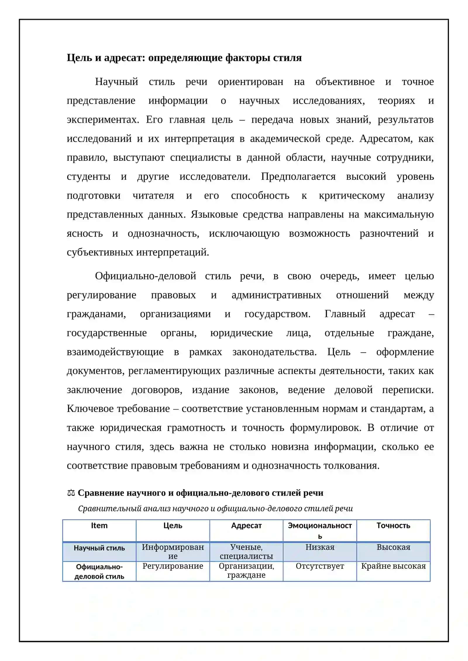 Научный стиль и официально-деловой стиль речи: сравнительный анализ 4