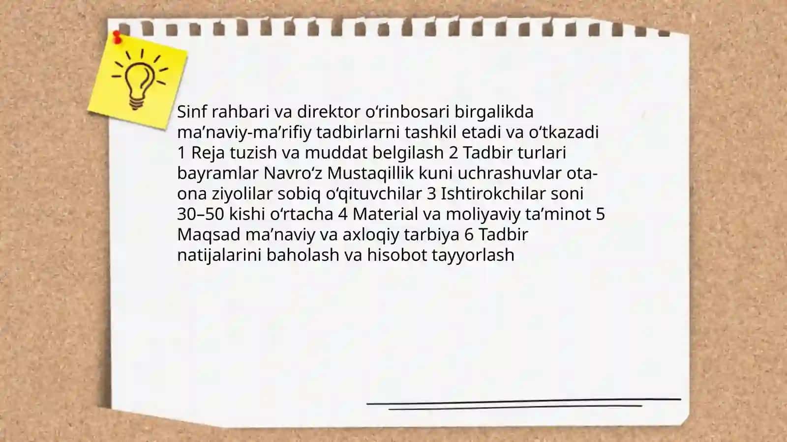 Sinf rahbarining maʼnaviy-maʼrifiy ishlar boʻyicha direktor oʻrinbosari bilan olib borgan ishlari 4