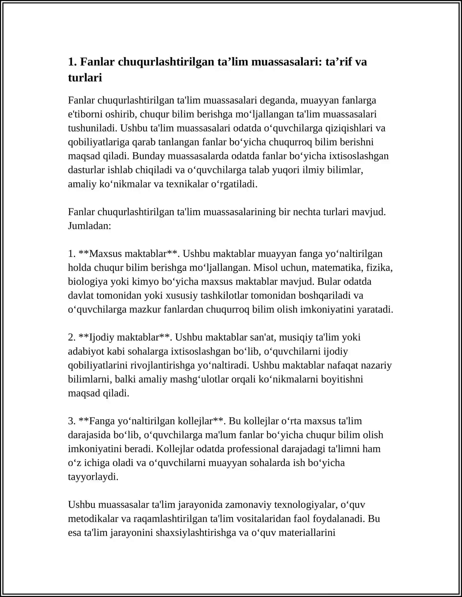 FANLAR CHUQURLASHTIRIB O'QITILADIGAN TA'LIM MUASSASALARI TENDENSIYALARI 4