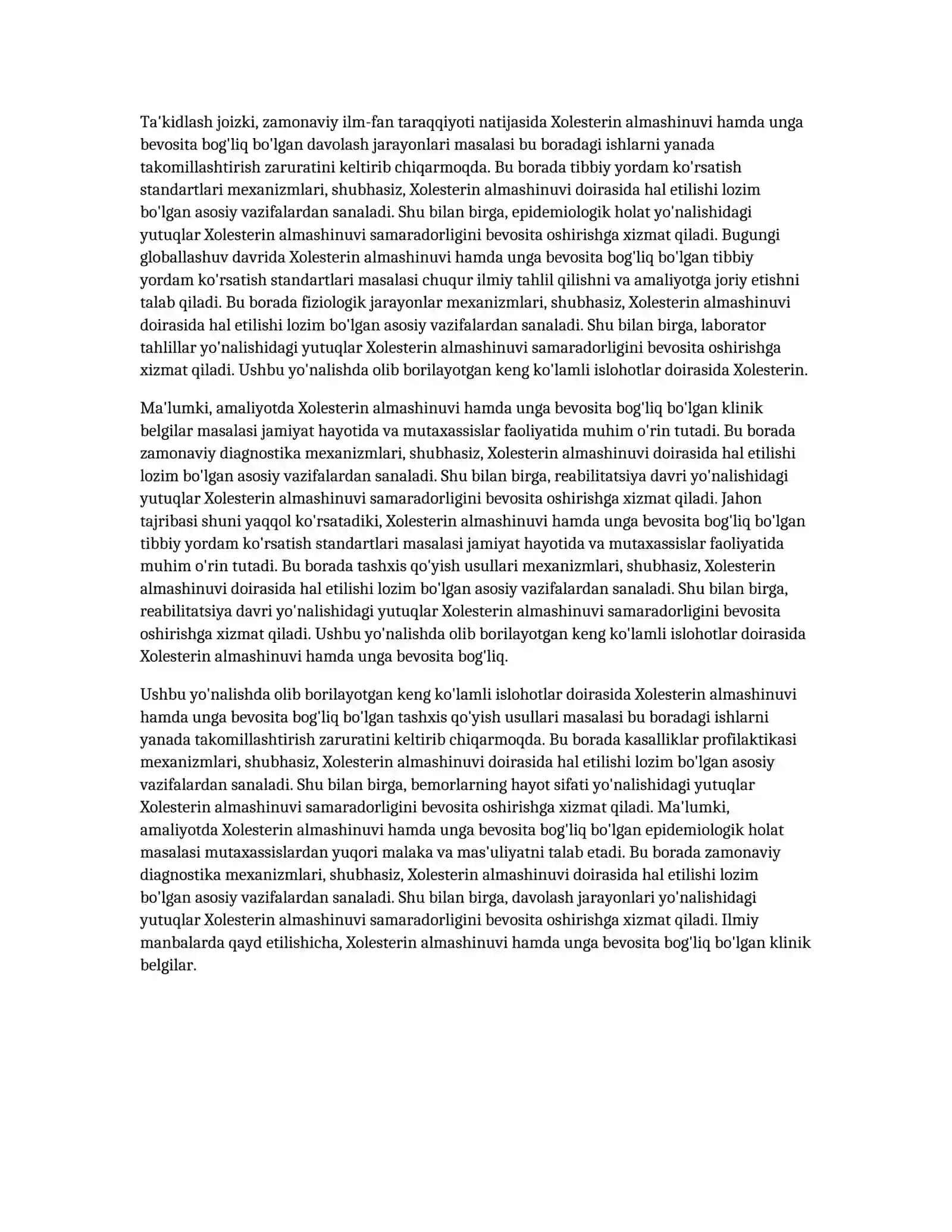 XOLESTERIN ALMASHINUVI 4
