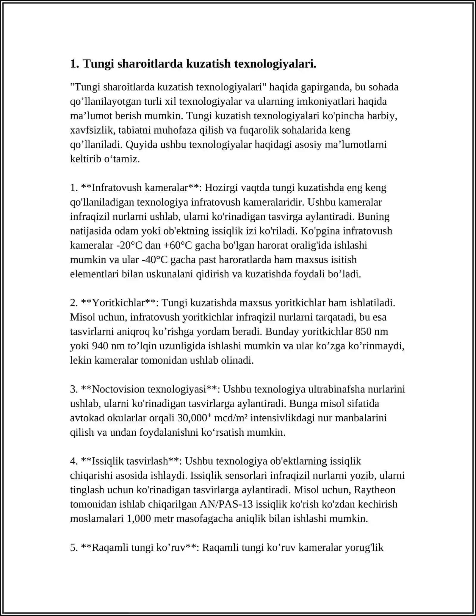 Tungi sharoitlarda razvedkani olib borishning o‘ziga xos xususiyatlari 4