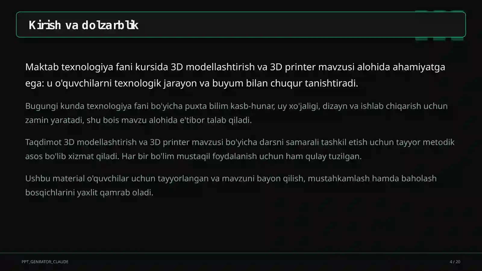 3D modellashtirish va 3D printer (10-sinf) 4