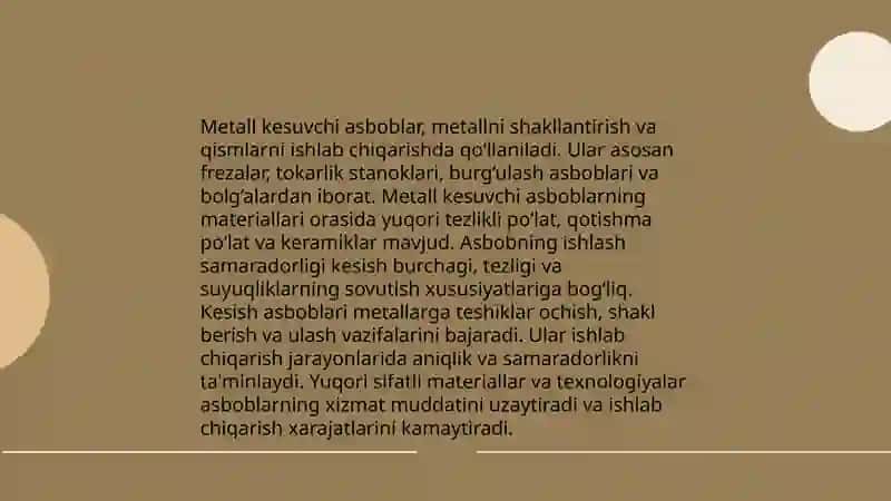 Kesuvchi asboblar qõllaniladigan materiallar 4