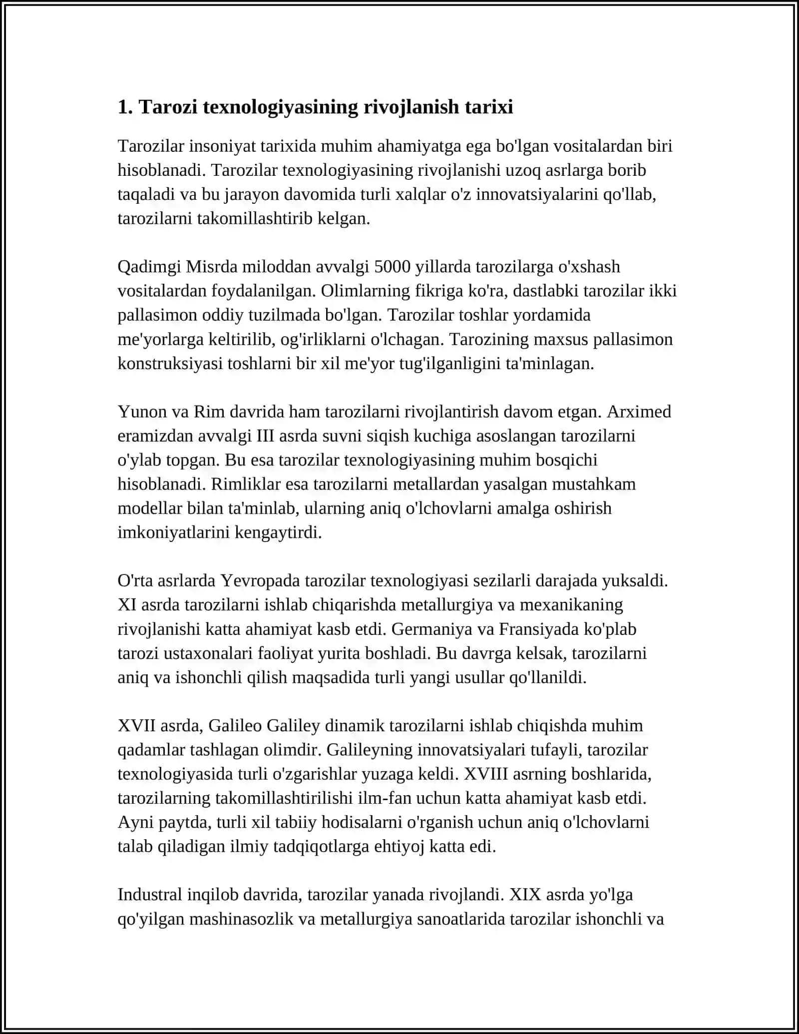 TAROZI TEXNOLOGIYASI.ZAMONAVIY TORTISH VA DOZALASH USKUNALARI, UNING TASNIFI VA ASOSIY TEXNIK XUSUSIYATLAR.DEFORMATSIYA OʻLCHAGICHI 4