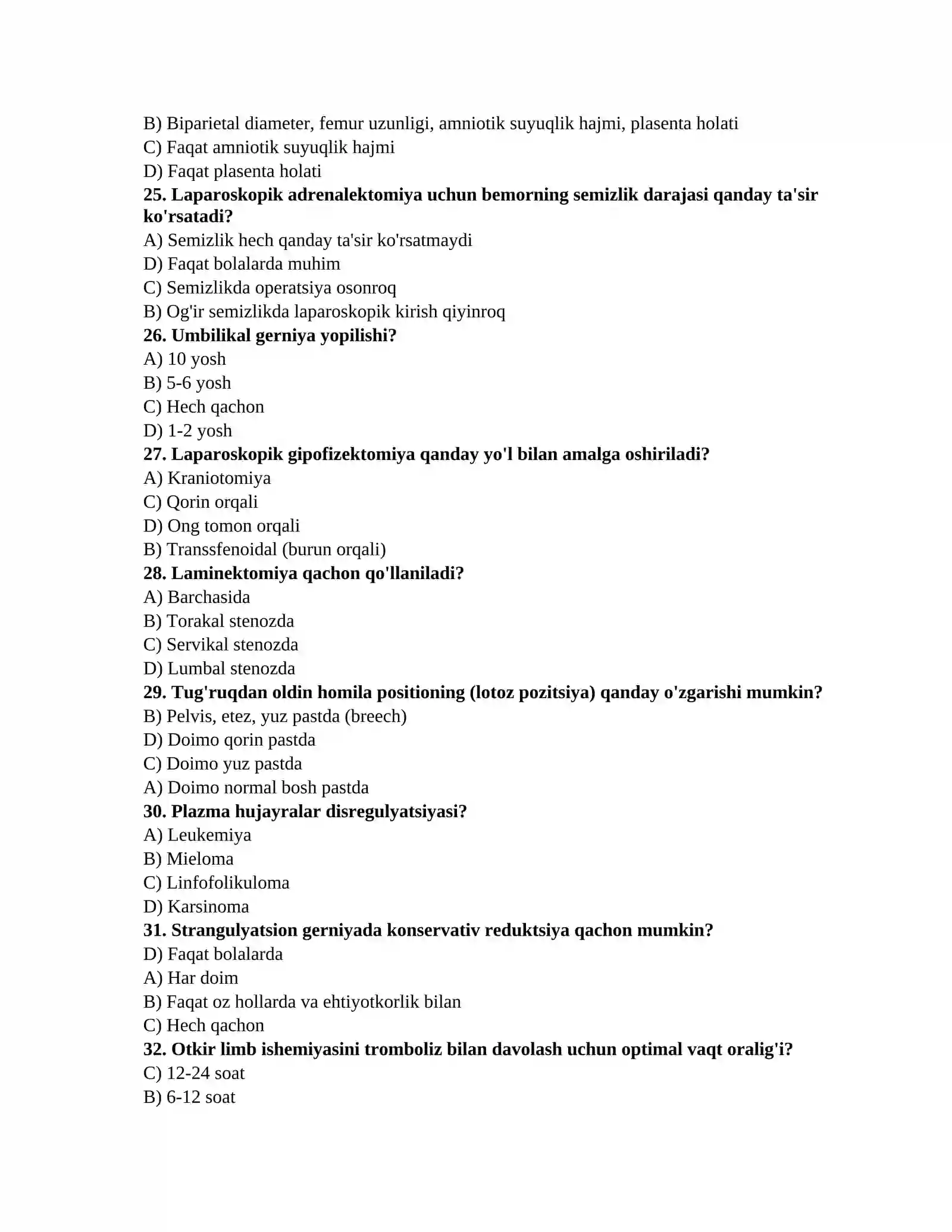 Ordinantura test savollari 4