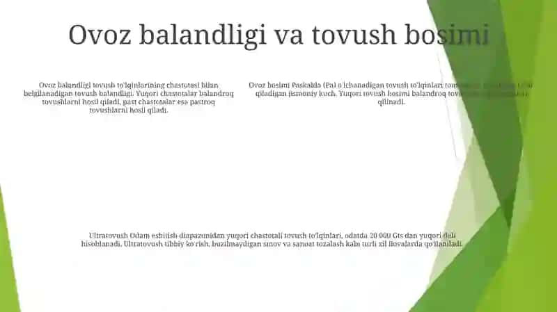 To’Lqin Tovushning Balandligi Tovush Bosimi.Ultratovush 4