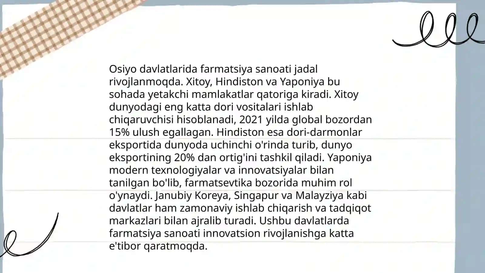 Osiyo mamlakatlarida farmatsiyani rivojlanish o'ziga xosligi 4