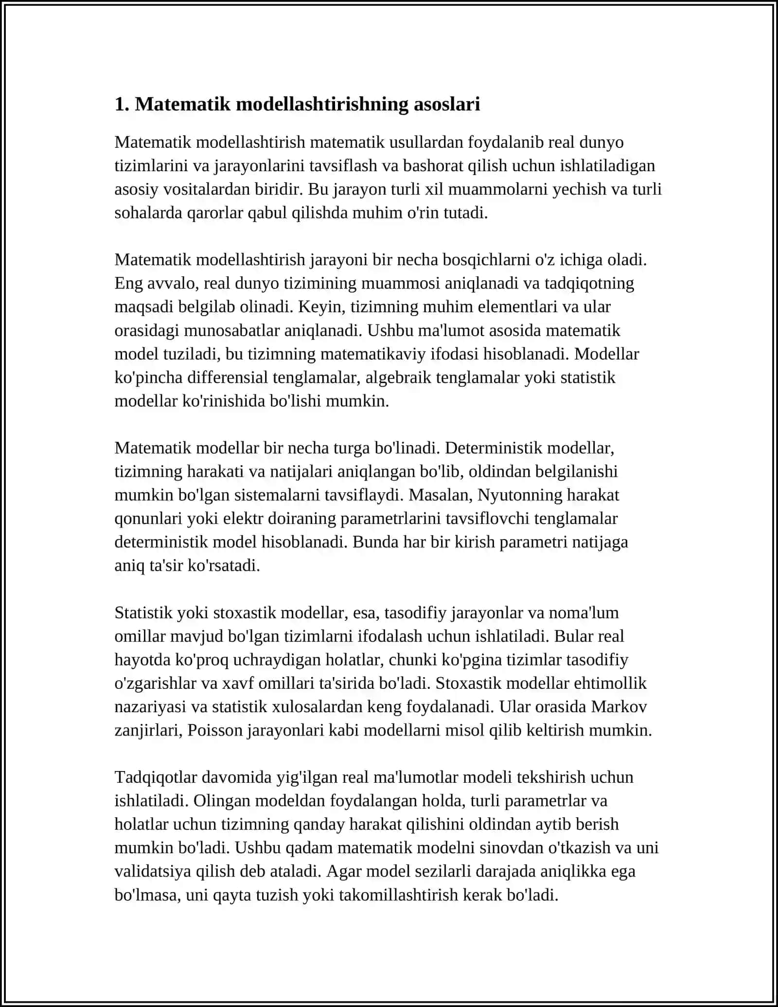 Matematik Kutulma yoki Despersiya Mavjud Bo'lmagan Iqtisodiy Miqdorlarga Misollar Tuzish 4